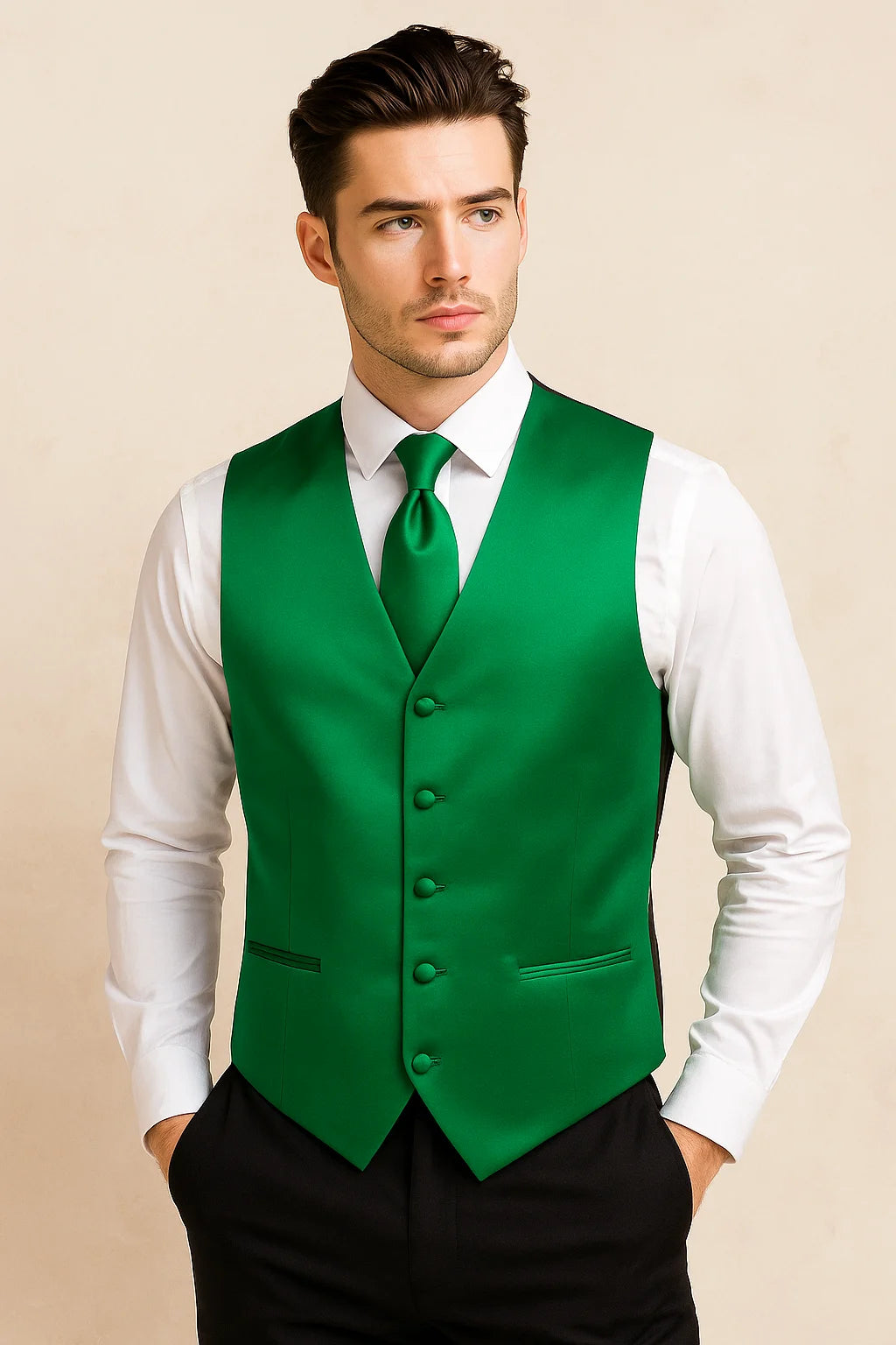 Product Image for Men’s Vest & Tie Set – Greens-Cool | KCT Menswear