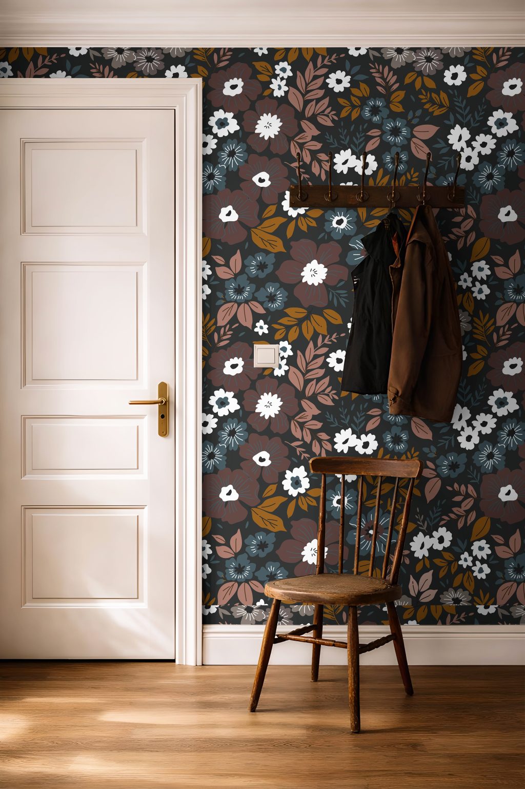 Product Image for Autumn Arrangement | Moody Floral Removable Wallpaper for Kitchen, Bedroom, Doors, Walls, DIY Home Decor 1060a