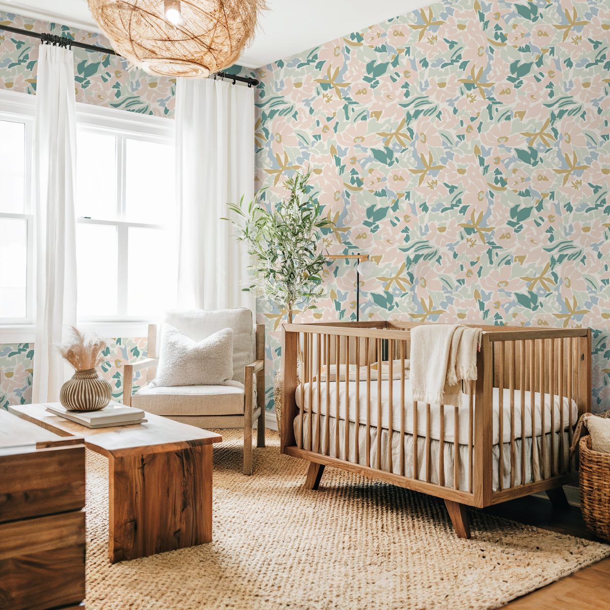 Product Image for Abstract Floral Wallpaper | Girls Nursery Wallpaper | Kids Wallpaper | Childrens Wallpaper | Peel Stick Wallpaper | Removable Wallpaper 712