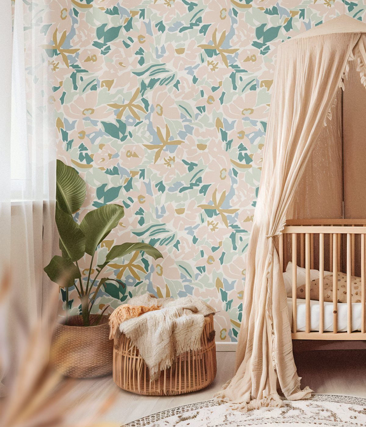 Product Image for Abstract Floral Wallpaper | Girls Nursery Wallpaper | Kids Wallpaper | Childrens Wallpaper | Peel Stick Wallpaper | Removable Wallpaper 712