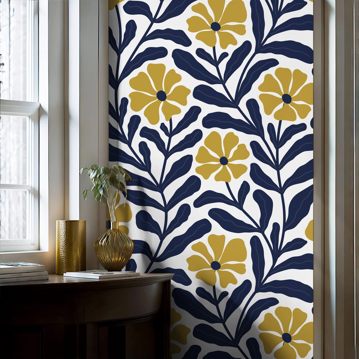 Product Image for Midnight Marigold Navy Floral Wallpaper – 1912