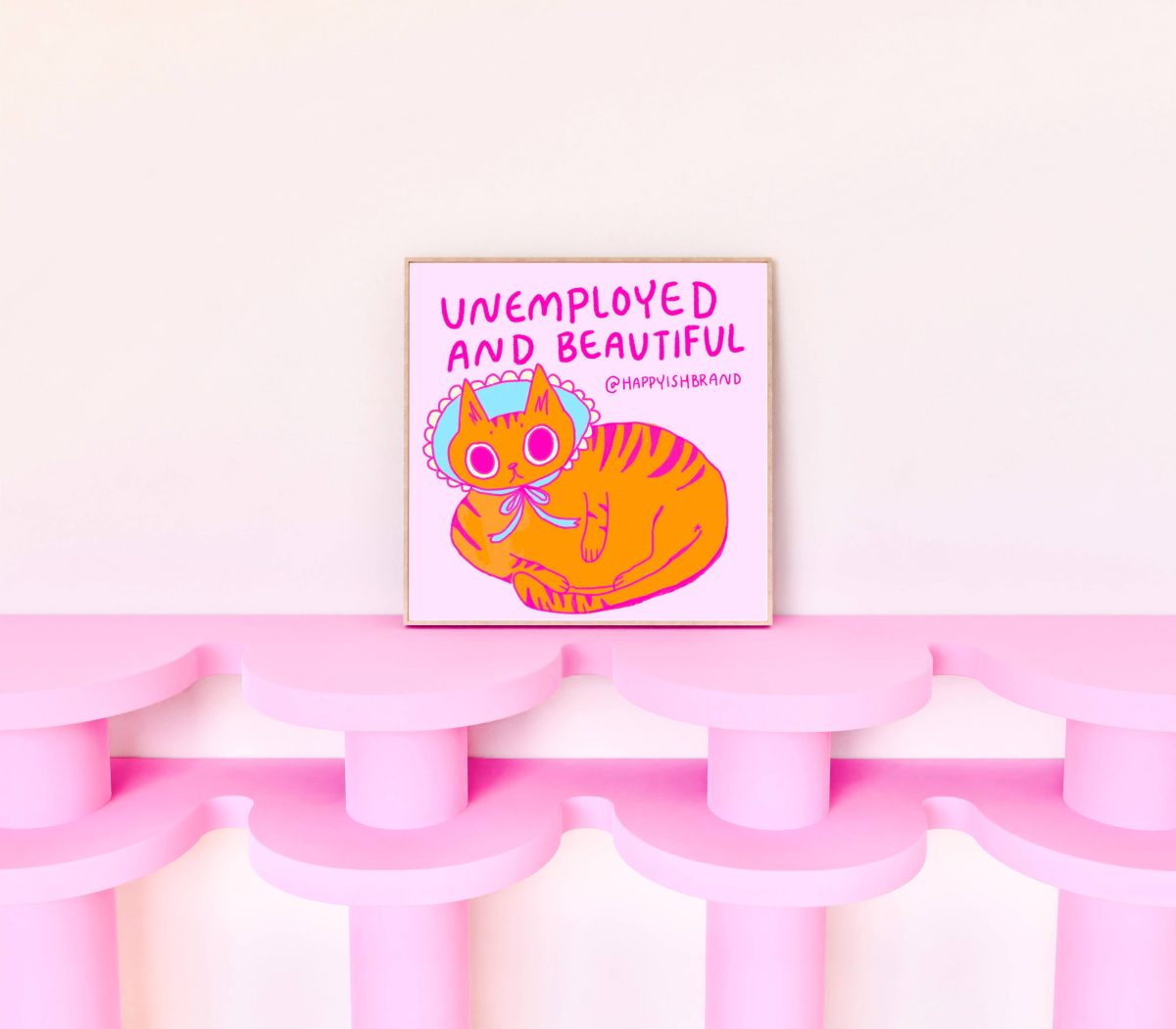 Product Image for Unemployed & Beautiful – Cat Wall Art