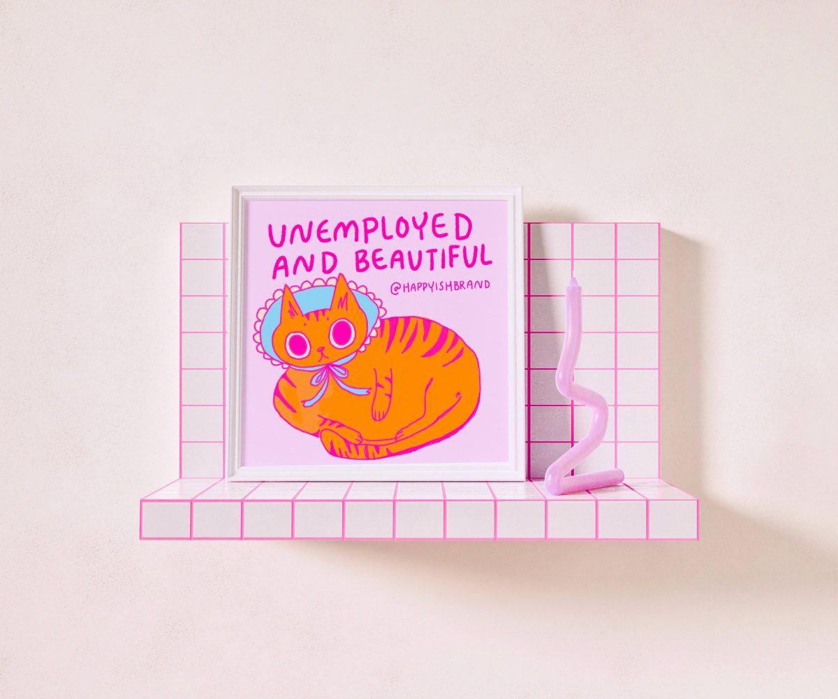 Product Image for Unemployed & Beautiful – Cat Wall Art
