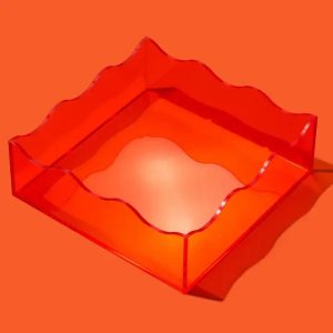 Product Image for  Wavy Acrylic Tray – Square – Assorted Colors: Orange