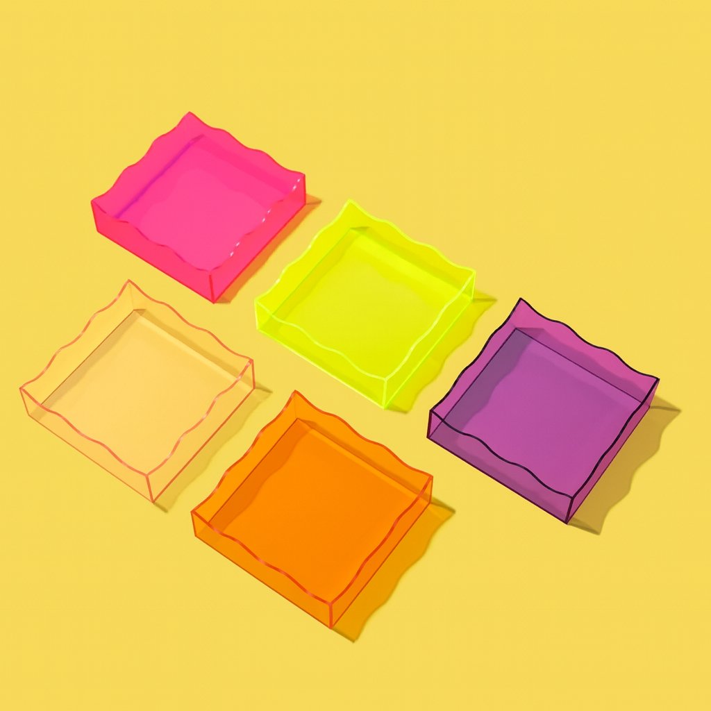 Product Image for Wavy Acrylic Tray – Square – Assorted Colors: Orange