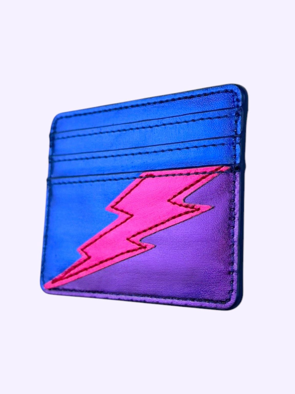 Product Image for Lightning Bolt Card Wallet in Bi Pride Metallic