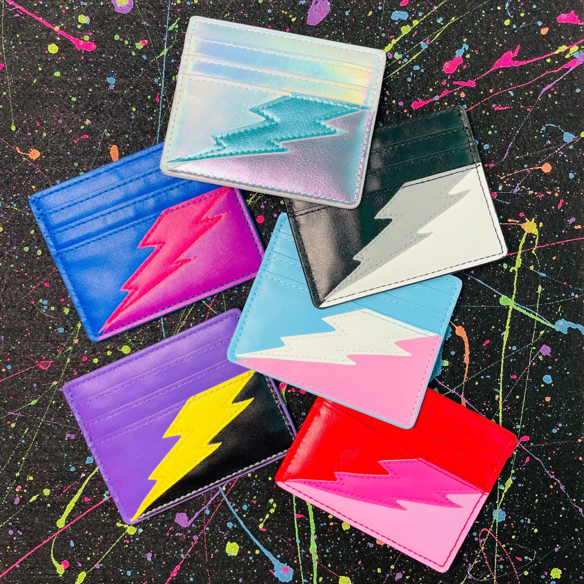 Product Image for Lightning Bolt Card Wallet in Bi Pride Metallic