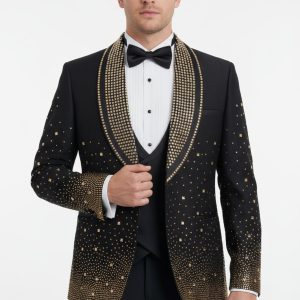 Product Image for Black & Gold Crystal 3-Piece Tuxedo | European Made | Prom 2026