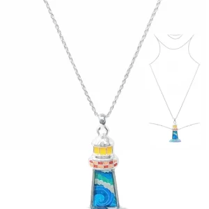 Product Image for Silver Blue Epoxy Lighthouse Necklace