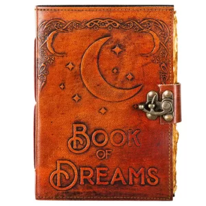 Product Image for Hand-Embossed Leather “Book of Dreams” Journal with Vintage Lock & Deckle Edge Paper