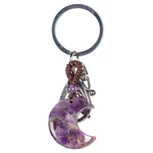 Product Image for Natural Gemstone Crescent Moon Keychain & Bag Clip (8 Stone Variations Blind Box if ordered online)