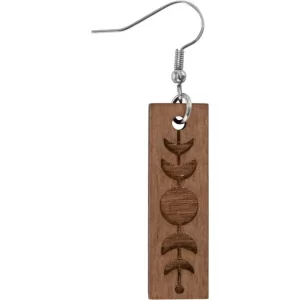 Product Image for Laser-Engraved Wooden Moon Phase Bar Dangle Earrings