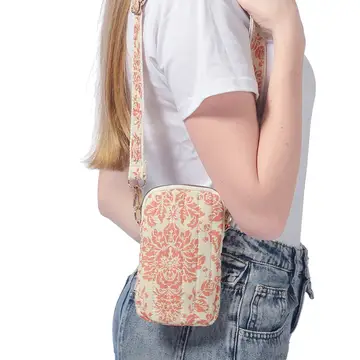 Product Image for Quilted Pink Damask Phone Crossbody Bag