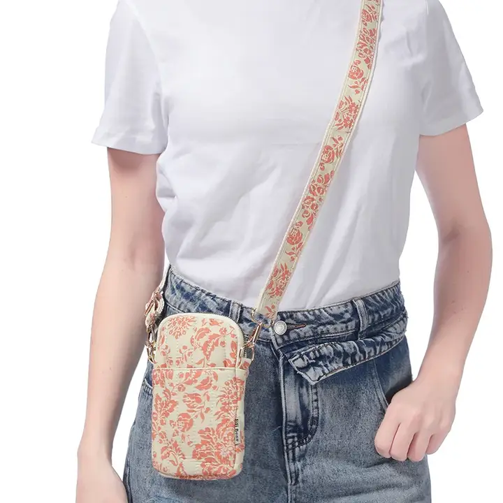 Product Image for Quilted Pink Damask Phone Crossbody Bag