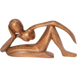 Product Image for Hand-Carved Wooden Reclining Female Figurine Sculpture