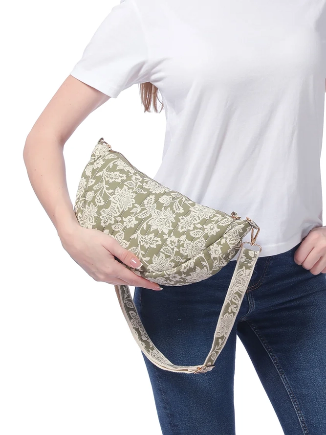 Product Image for Sage Floral Crescent Crossbody Bag