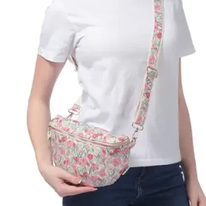 Product Image for Quilted Pink Floral Crescent Sling Crossbody Bag