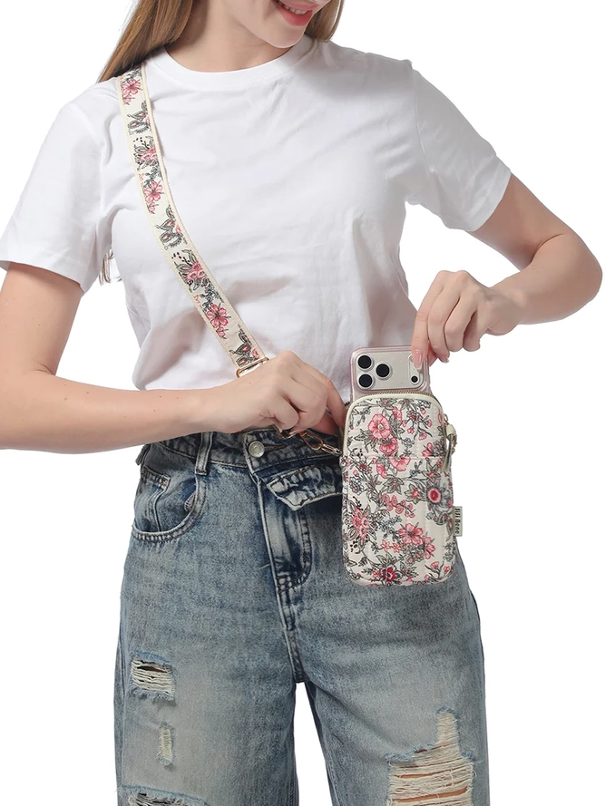 Product Image for Floral Embroidered Phone Crossbody Bag