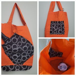 Product Image for Orange with Black & White Geometric Pickleball Tote
