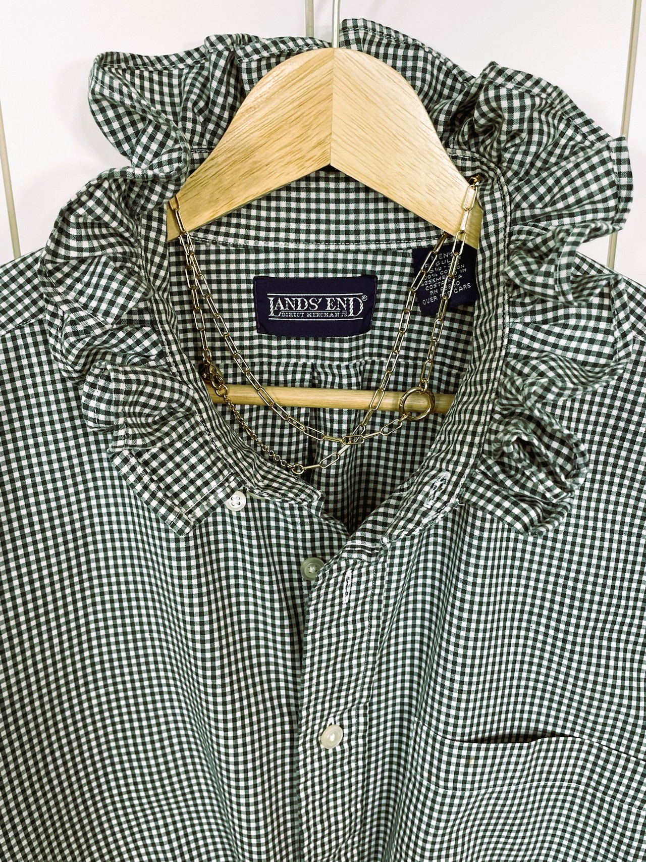 Product Image for Ruffle Collar Shirt; Upcycled; Classic; Game Day Colors; Size L