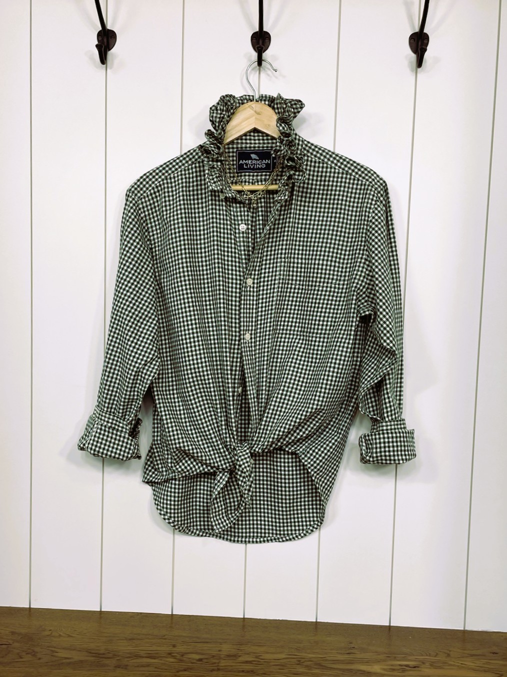 Product Image for Ruffle Collar Shirt; Upcycled; Classic; Game Day Colors; Size Small