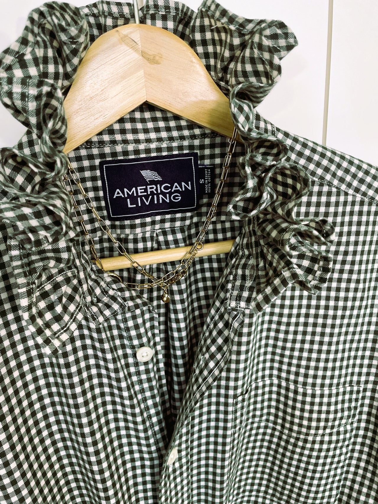 Product Image for Ruffle Collar Shirt; Upcycled; Classic; Game Day Colors; Size Small