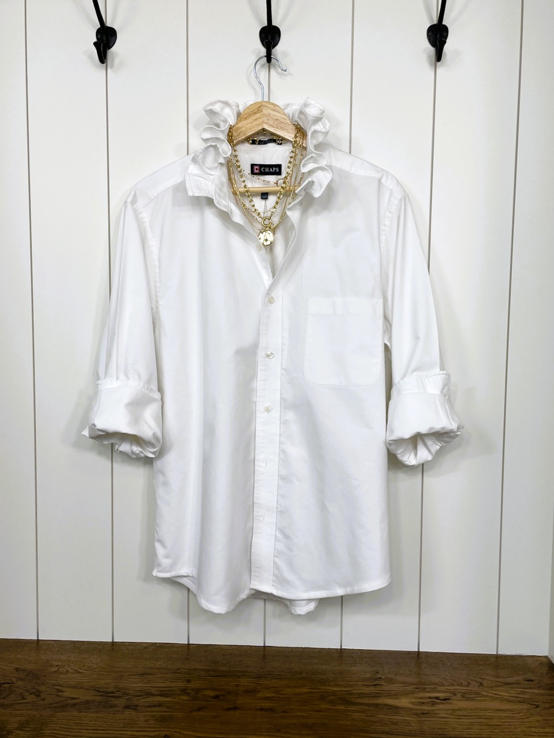 Product Image for Ruffle Collar Shirt; Upcycled; Size L